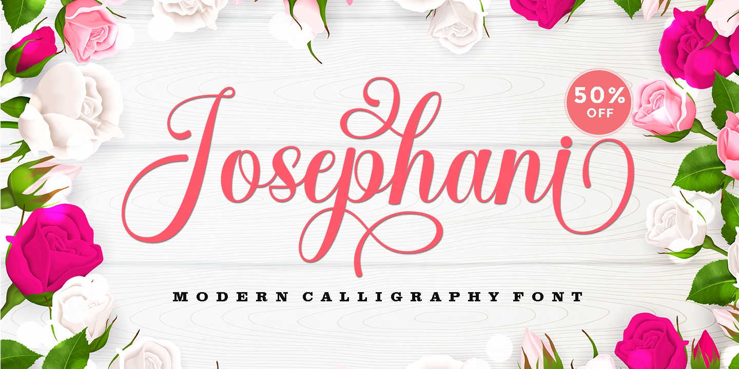 Beispiel einer Josephani Script Regular-Schriftart